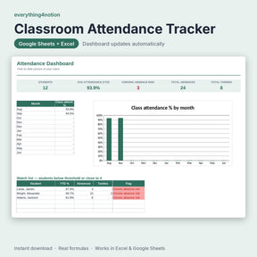 Attendance Tracker Spreadsheet – preview