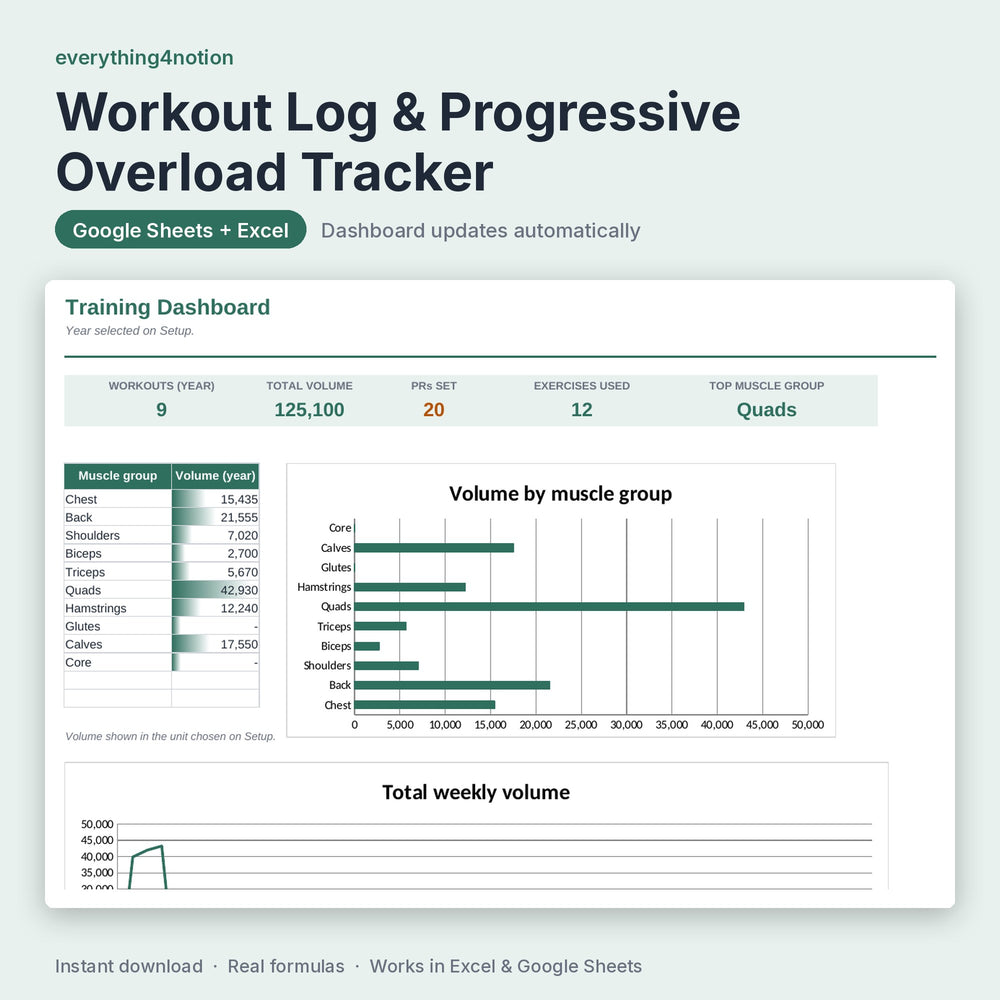 Workout Tracker Spreadsheet – preview
