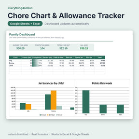 Chore Chart Spreadsheet – preview